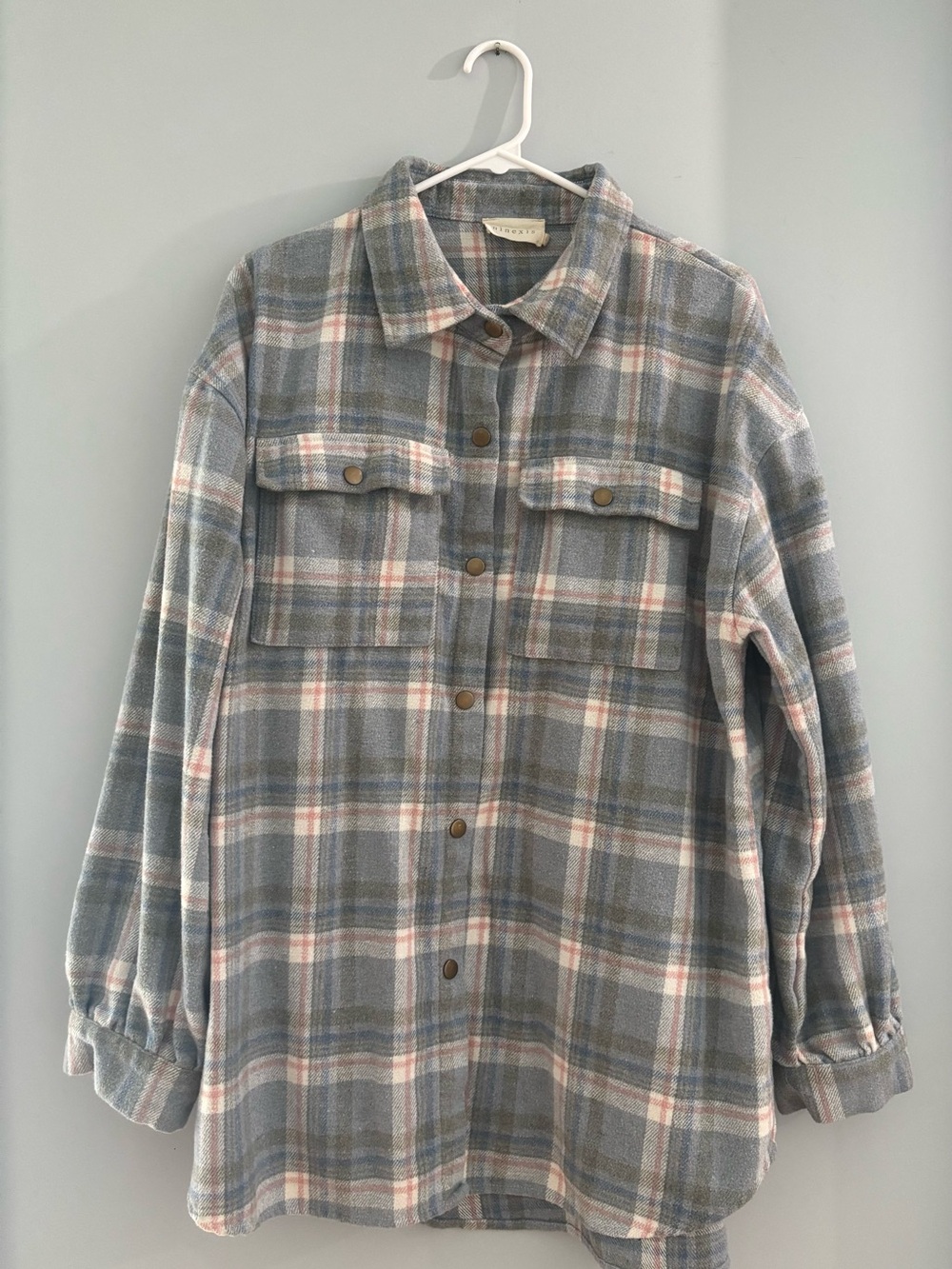 Plaid Shacket in Gray, Light Blue, Cream, Olive Green, and Pink